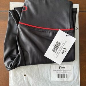 ZYIA Active Black Metallic Light and Tight Leggings Size 4 NWT New